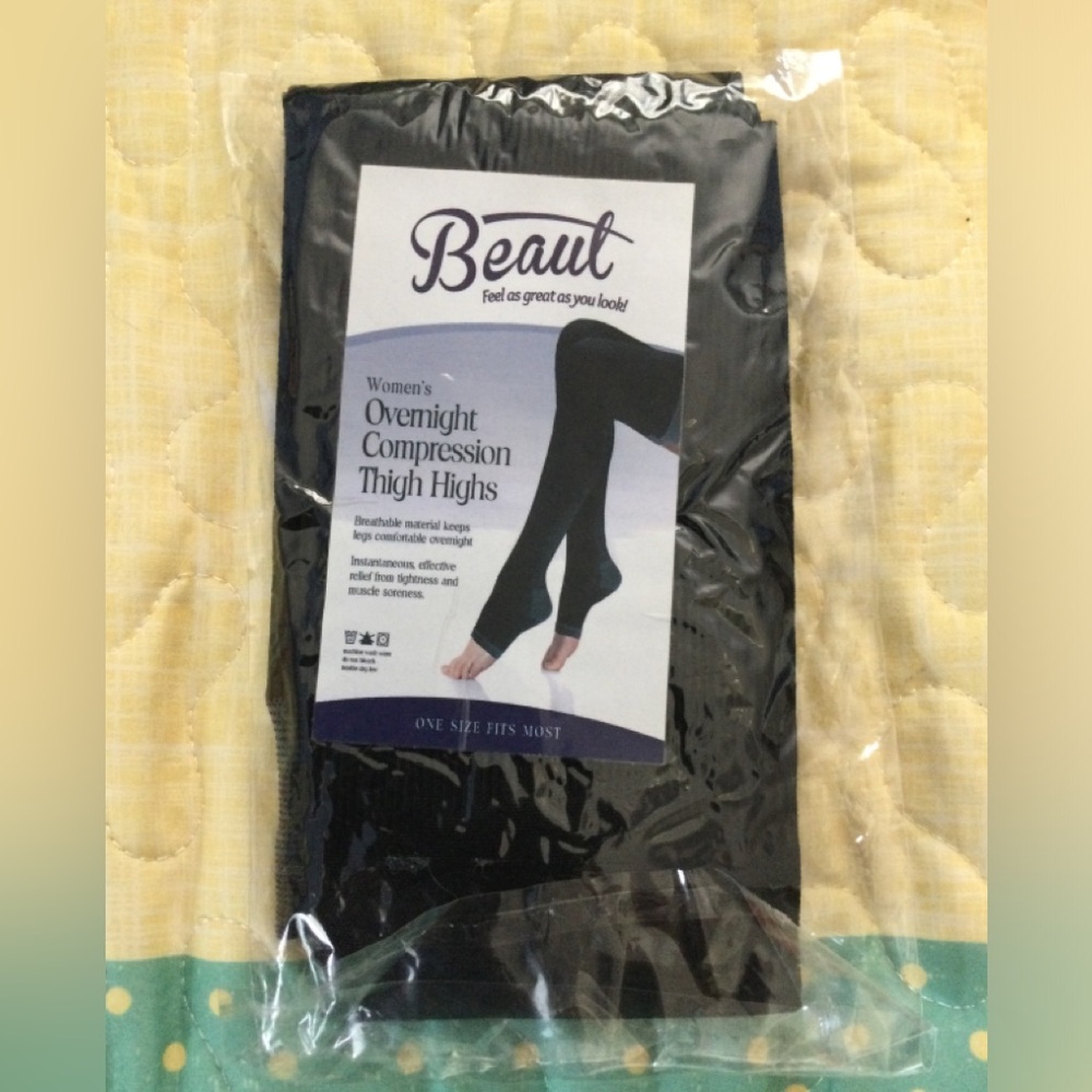 Beaut Compression Thigh High Open toe Stockings one size fits most New****